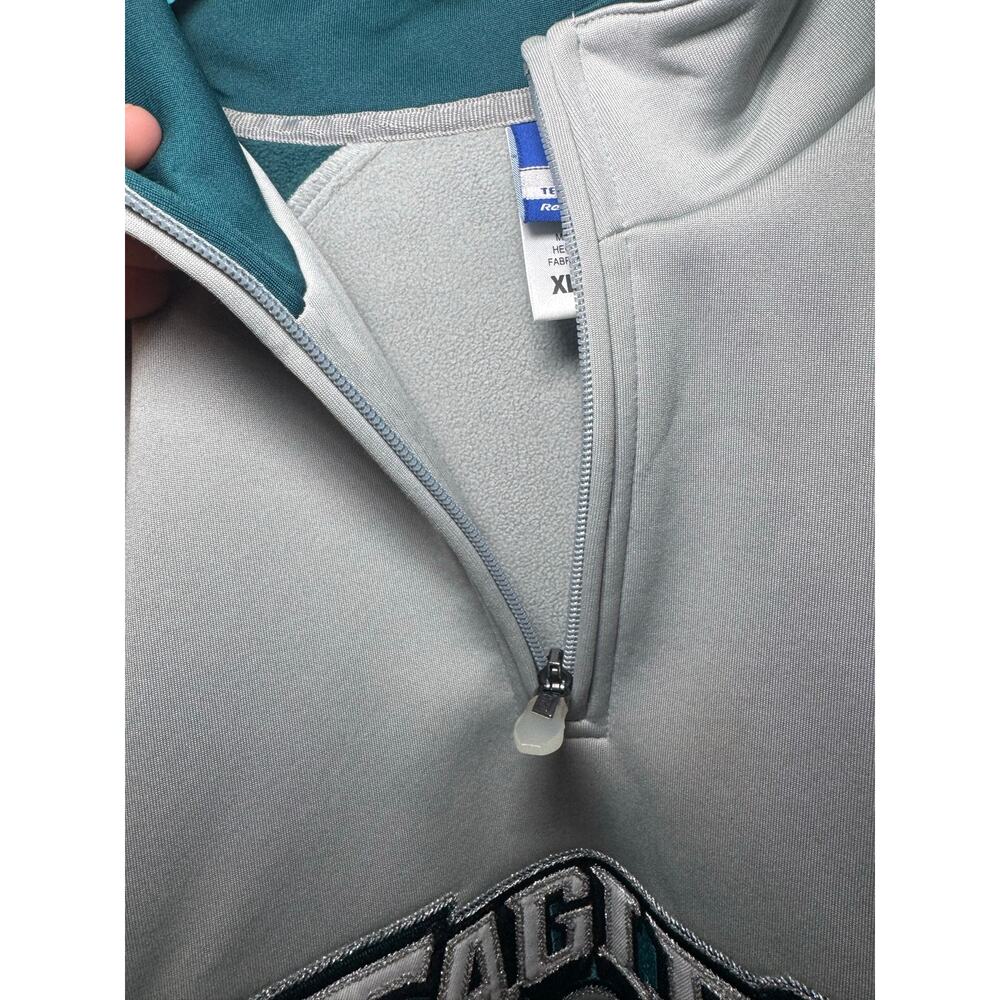 Vintage Reebok Philadelphia Eagles 1/4 Zip Fleece Pullover Gray Men's XL Y2K - Picture 3 of 12